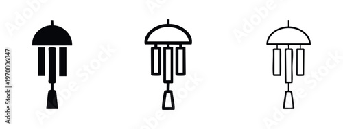 Dome wind chimes decoration icons set. Vector symbols for home decor and calming sounds.