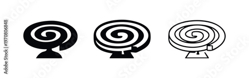 Swirl spiral magic crystal ball icons set. Mystic vector symbols for fortune telling and fantasy.