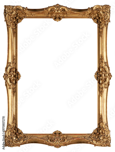 Bilde på lerret Patterned picture frame on a transparent background, in PNG format