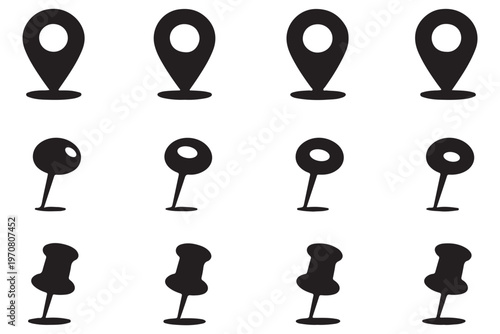 Location Pin Icons Collection – GPS Map Markers Flat Design Navigation Symbols