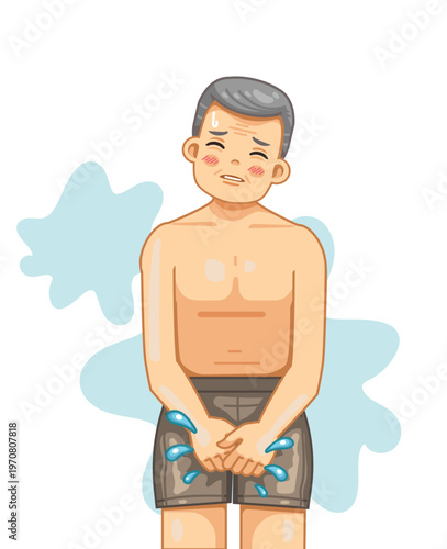 Urinary Incontinence Elderly Man Illustration