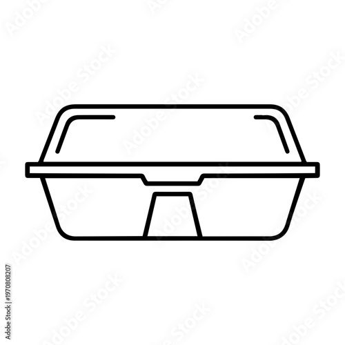 Disposable Food Takeout Box Icon Line Art Vector Illustration For Packaging And Delivery Services