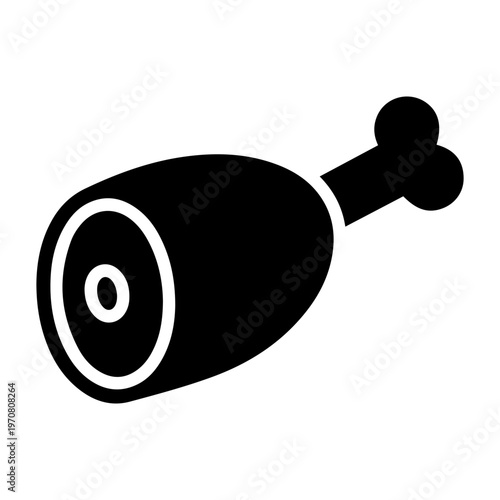 Meat Leg Icon Silhouette Representing Ham Shank Or Pork Drumstick For Food And Butchery