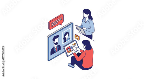 People communicating on video call.