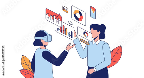 Two Businesswomen Using Virtual Reality.