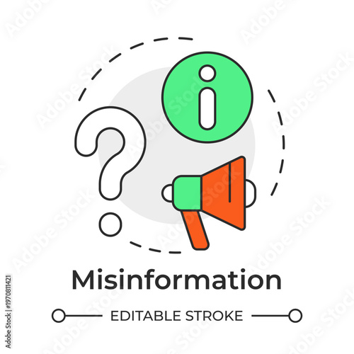 Misinformation multi color concept icon. Social manipulation, communication methods. Information control. Round shape line illustration. Abstract idea. Graphic design. Easy to use in article