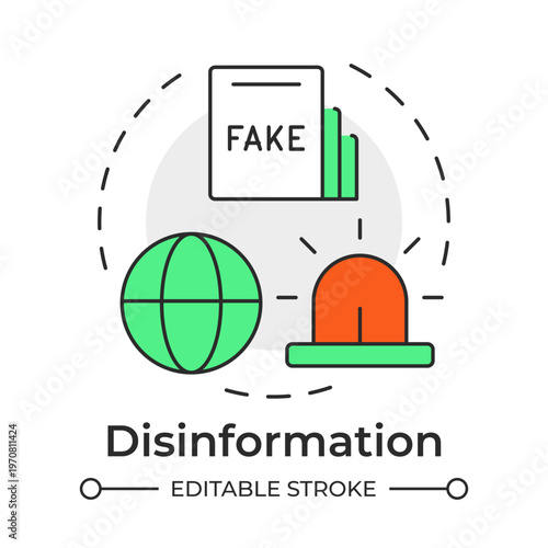 Disinformation multi color concept icon. Media literacy. Fake news, international information. Round shape line illustration. Abstract idea. Graphic design. Easy to use in article, blog post