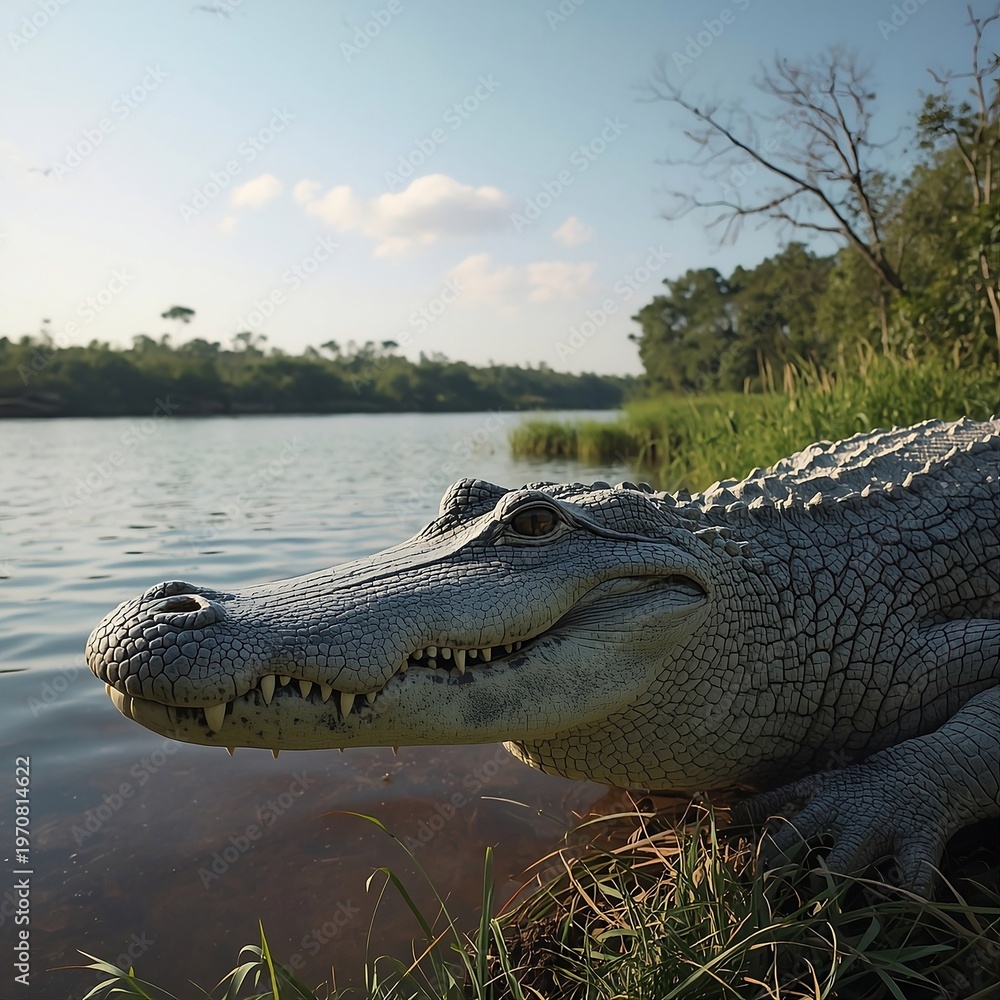Fototapeta premium alligator in the swamp