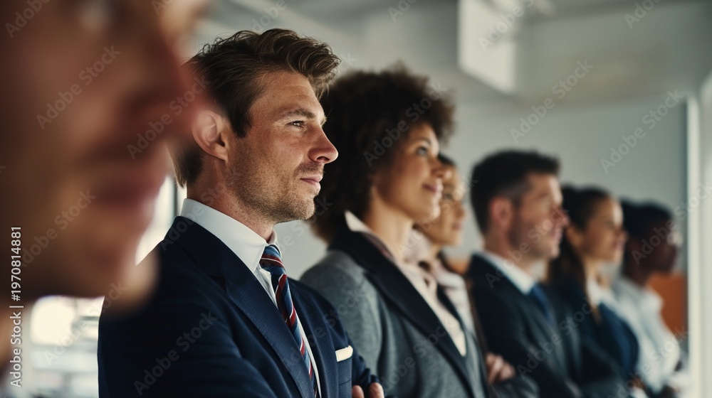 Obraz premium Diverse business professionals standing in a row
