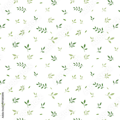 Minimal Green Leaf Seamless Pattern Elegant Botanical Background Texture