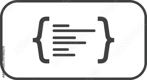 Code Brackets Icon Vector, Programming Symbol with Curly Braces, Developer Line Icon