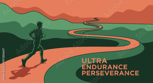 Silhouette Runner Pursuing Endless Path Depicting Determination and Persistence