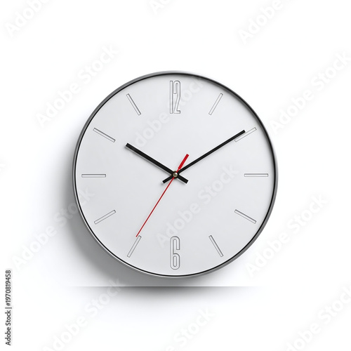 Minimalist wall clock isolated on white background