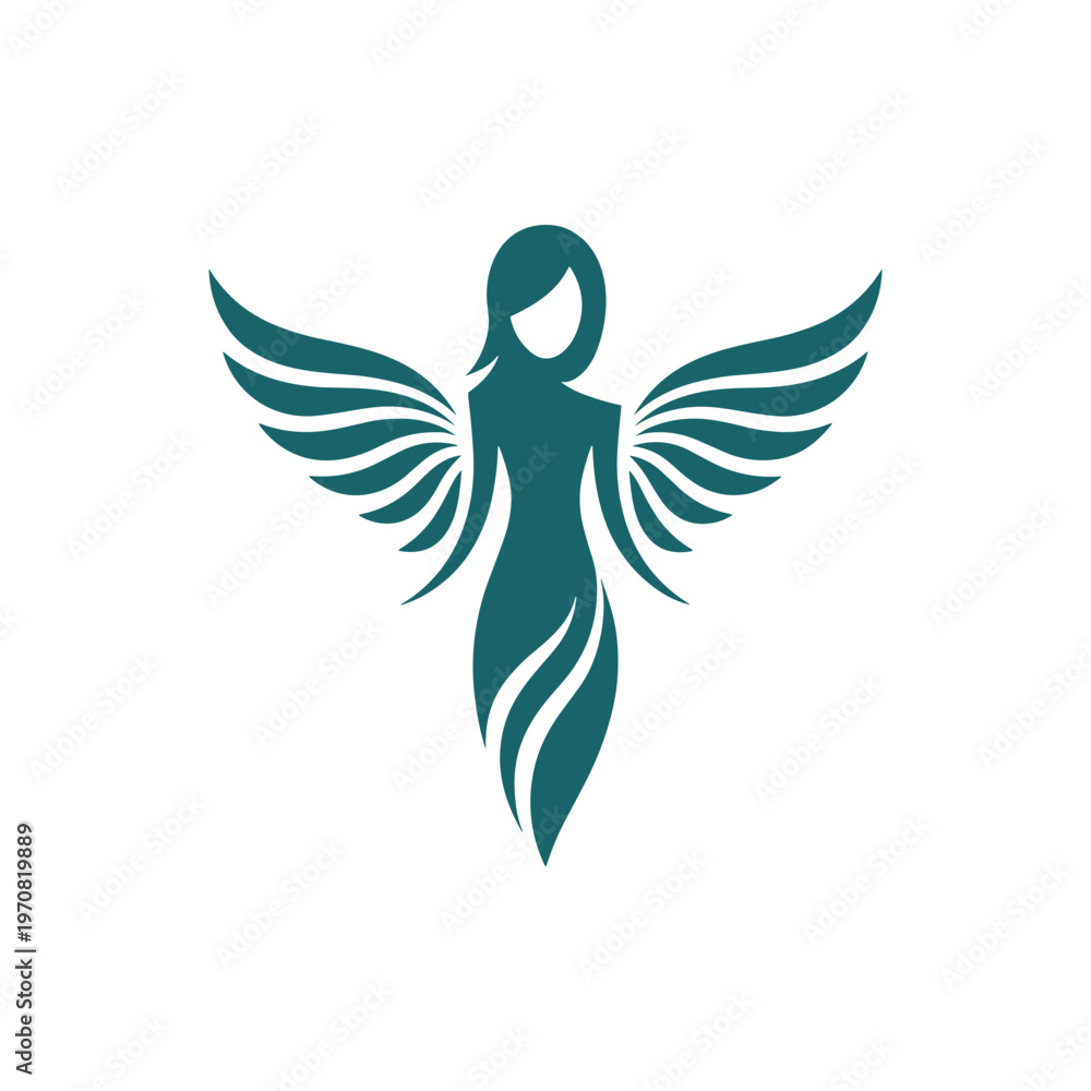 Obraz premium Teal angel logo with wings