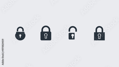 Four black padlock icons on a light grey background, representing security stages