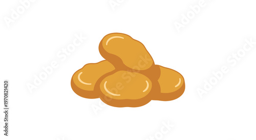 Golden brown chicken nuggets stacked in a pile, a delicious fast food snack perfect for dipping, presented in a clean, flat vector illustration style on a white background