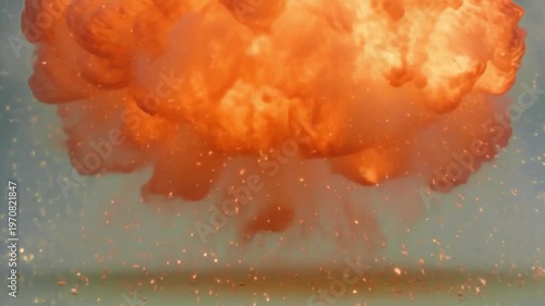 Missile fir vertically and blast on green screen 