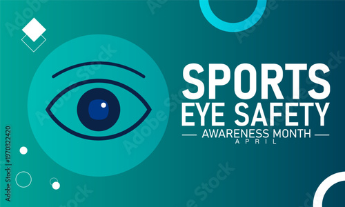 Sports eye safety awareness month illustration with eye icon with health injury prevention