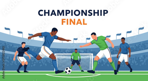Soccer Championship Final Match Illustration Depicting Intense Competition And Team Spirit
