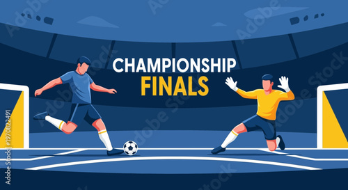 Soccer Championship Finals: Dynamic Illustration Of Football Players In The Stadium