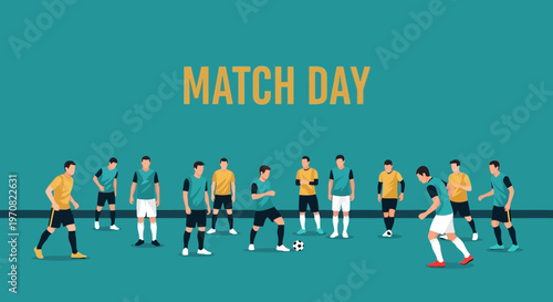 Soccer Game Depiction Of Athletes Competing On Green Field Match Day Celebration
