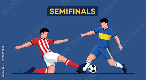 Soccer Match: Dynamic Illustration Depicting Intense Semifinals Action on the Field