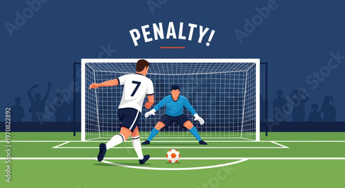 Soccer Penalty Kick Action: Illustrated Moment of Intense Athletic Competition