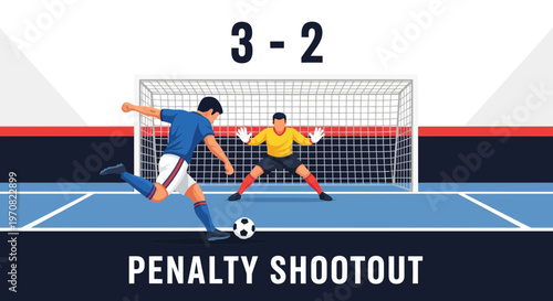 Soccer Penalty Kick Action: A Visual Depiction Of A Tense Penalty Shootout Situation