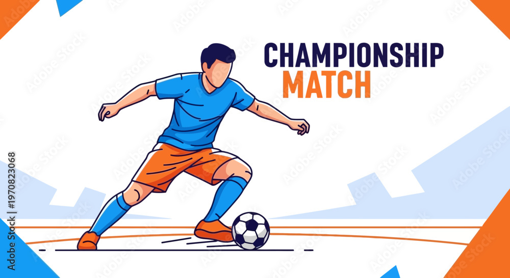 Fototapeta premium Soccer Player in Championship Match Illustrated in Vivid Colors Ready To Compete