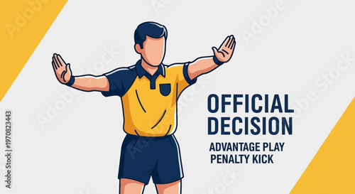 Soccer Referee Illustrating Fair Play And Making Official Decision Graphic Design