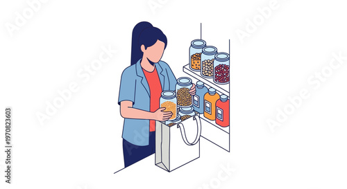 Woman shopping for food products.