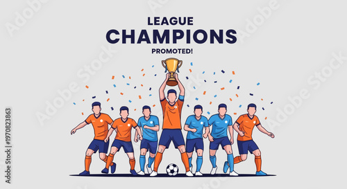 Soccer Team Celebrates League Championship Victory With Trophy and Confetti Celebration