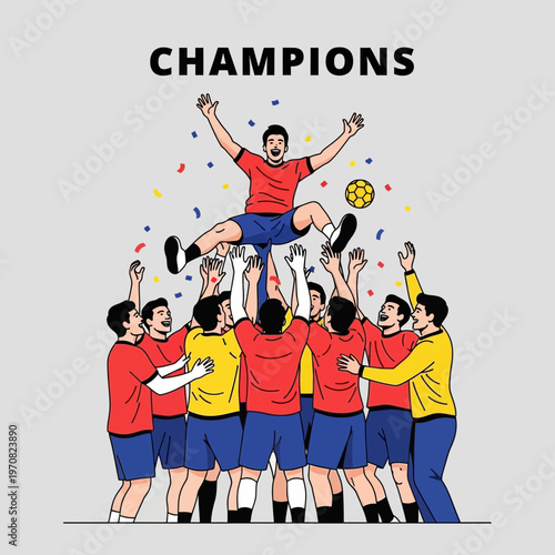 Soccer Team Celebrates Victory with Joyful Enthusiasm After Securing The Championship