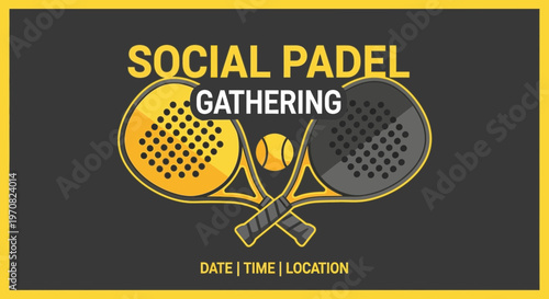 Social Padel Gathering Event Announcement Graphic