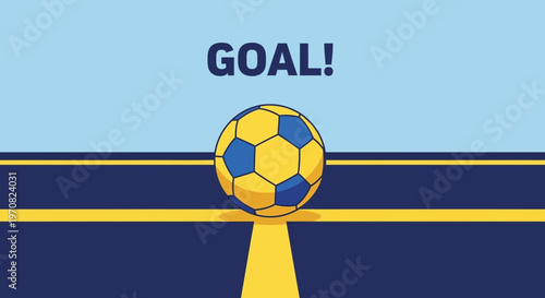 Soccer Victory Celebration Graphic With Goal Ball And Striking Design