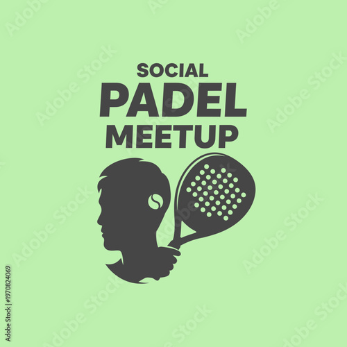 Social Padel Meetup Silhouette Graphic Design With Racket And Ball
