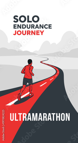Solo Endurance Marathon Runner On Scenic Route Journey To Ultra