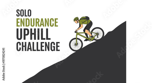 Solo Endurance Uphill Bicycle Challenge Graphic Illustration