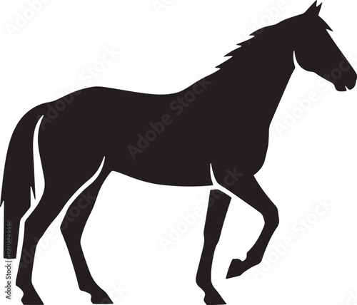 Black horse silhouette, vector horse icon, equine illustration, animal design element