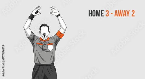 Sport Referee Signaling Score With Arms Raised Upward
