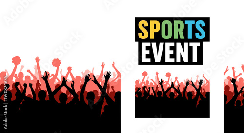Sporting Celebration Crowd Silhouette Banner For Public Display And Marketing Purposes