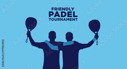 Sporting Padel Duo Celebration, Friendly Tournament Competition Concept Design