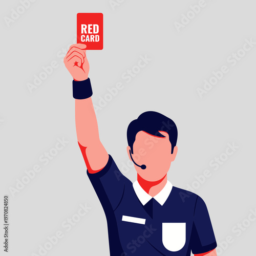 Sports Referee Shows Red Card For Player Ejection Fouls And Penalties