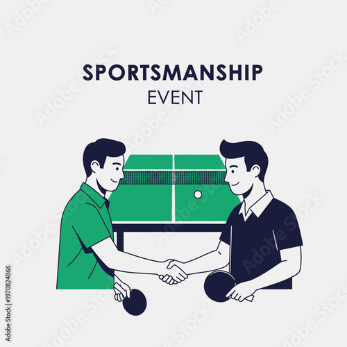 Sportsmanship Event Featuring Handshake And Ping Pong Table Depicting Collaboration And Unity