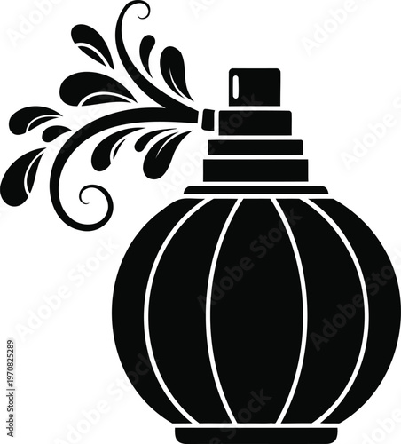 Elegant perfume atomizer vector illustration with stylized floral scent spray for luxury cosmetics.