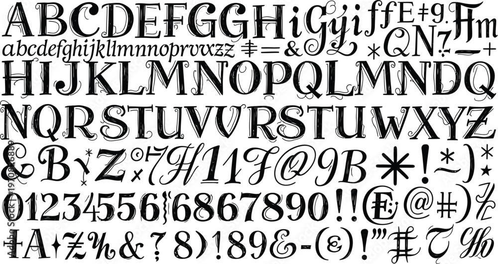 Obraz premium Alphabet Characters Typesetting