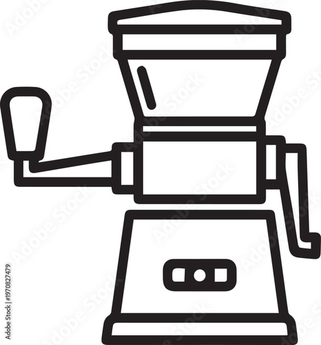 Coffee Grinder, Coffee Mill, Manual Grinder, Black Line Icon