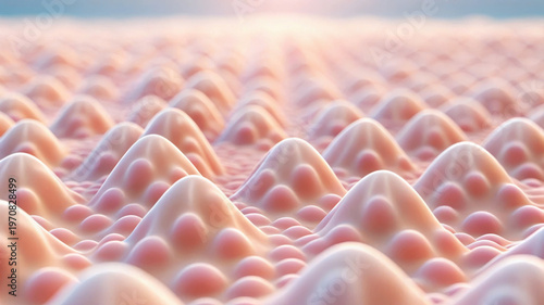 Adipose tissue close up with soft light showing smooth rounded shapes and gentle texture in warm and calm environment
