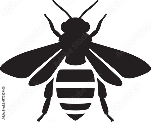 Black bee icon, insect silhouette, vector illustration, bug graphic
