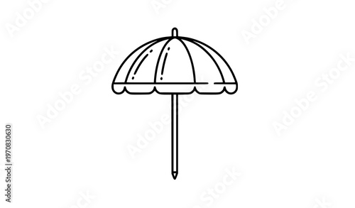 Summer beach umbrella outline icon vector illustration